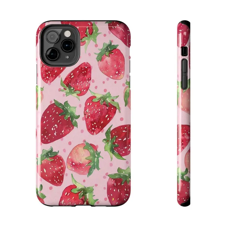Soft Watercolor Strawberry TPU Cellphone Casing - Blush Pink Protective Cover with Protection for iPhone 17 Pro Max,16,15,14,13,12,11,X,XS,XSMAX,XR,7P,8P, Fruit-Themed Accessory, Ideal Gift for Girls | Christmas,Valentine's Day,summerwins