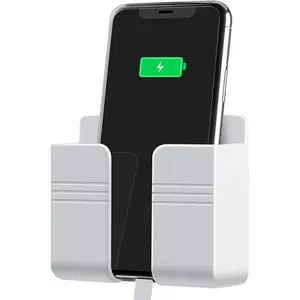 Wall Mount Phone Holder, Phone Stand with Self Adhesive. Phone Holder for Charging and RV for iPhone and Android (1Pc,White)