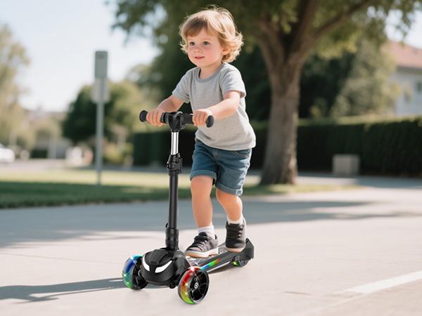 【Kids Love It!】3-Wheel Electric Scooter for Kids Ages 3-8, Electric Kick Scooter with 2 Speed Settings, Long Battery Life, Bluetooth Speaker, Flashing LED Wheels, Lightweight & Stable for Boys Girls