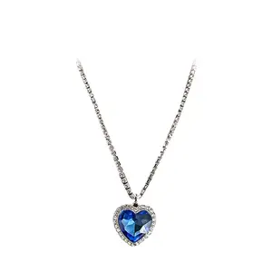 Royal Blue "Heart of the Ocean" Pendant – Elegant Crystal Necklace Gift for Her