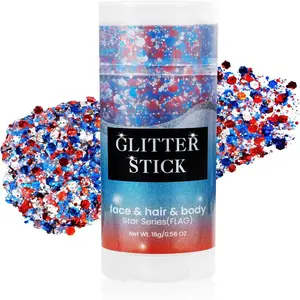 Patriotic USA Flag Face Hair Glitter For Independence Day Memorial Day Veterans Day, 4Th Of July Outfits And Access