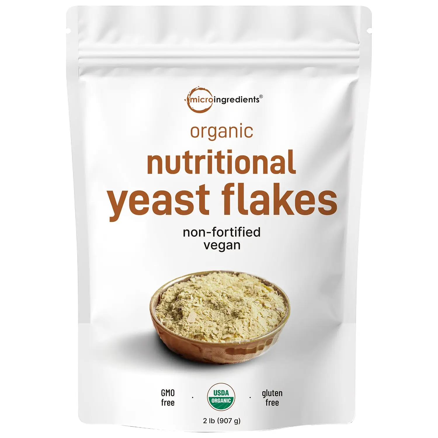 Micro Ingredients Organic Non-Fortified Nutritional Yeast Flakes - Pure & Powdered