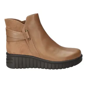 Bella Vita Womens Sueann Platform Ankle Round Toe Zippered Casual Boots Ankle Low Heel 1-2" - Brown
