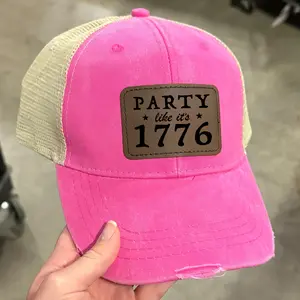 LIVE | Party Like It's 1776 Pink Leather Patch Trucker Hat