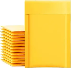 Packbabol Kraft Bubble Mailers 4x8 Inch 50 Pcs Small Self-Sealing Mail Shipping Bags Yellow Padded Envelopes #000 with Supplier Warranty