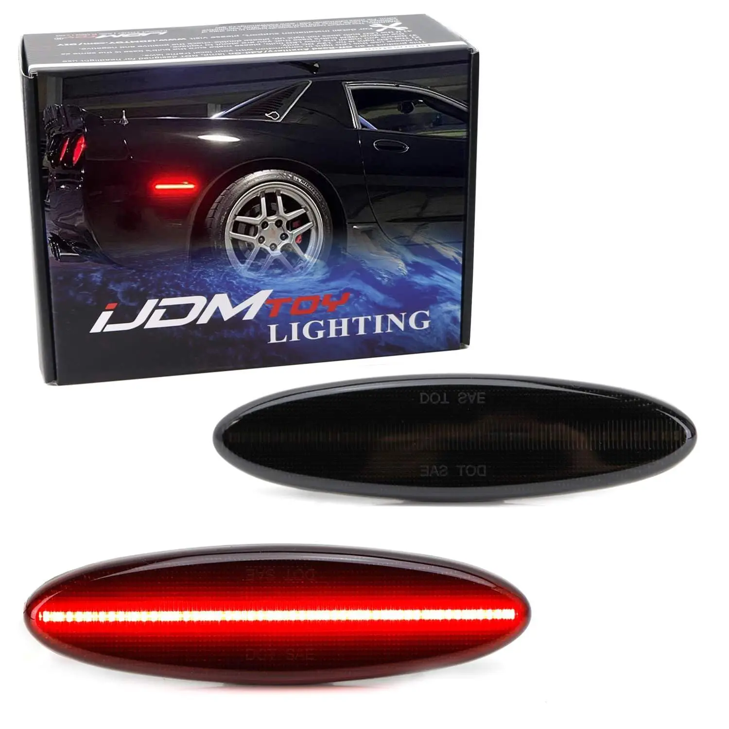 iJDMTOY Smoked Lens Full LED Strip Rear Side Marker Light Kit For 1999-2004 Chevy C5 Corvette, Powered by 50-SMD LED