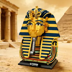 Egyptian Golden Mask Building Blocks Set - 3D DIY Assembly Model Kit, Creative Desktop Ornament, Classic Collectible, Ideal Holiday Gift for Teens & Handmade Craft Toy for Adults