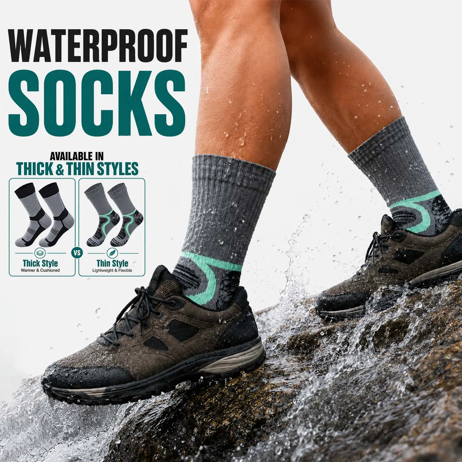 Isunie Waterproof Ankle Socks for Men & Women, Lightweight & Thermal Options, 3-Layer Stretch Technology, Breathable Outdoor Socks for Hiking, Walking, Running, Camping & Cycling