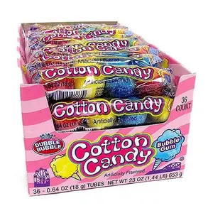Dubble Bubble Cotton Candy 36 ct. - Chewy Gum with Cotton Candy Flavor - 36 Count Pack Snack Sweet Sugar Corn