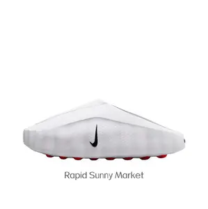 White Mule Slides, Red Cushioning Massage Outsole, Perforated Upper, Pre-Game Recovery Tech Slides