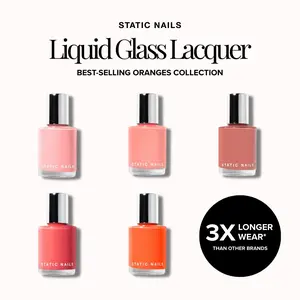 Static Nails Best-Selling Orange Liquid Glass Lacquer Collection- Lasts 3x Longer Than Other Nail Polish Brands- Chip-Resistant, Long-Lasting, Non-Toxic