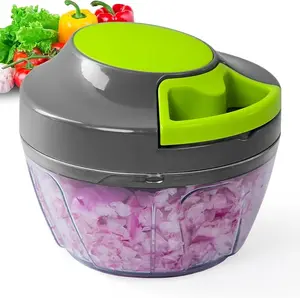 Manual Hand-Pull Food Chopper, 500ml Portable Vegetable Processor with String Mechanism for Garlic, Onion, Herbs, Fruits, Nuts, and Everyday Food Prep