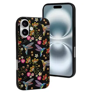 Compatible with Iphone 16 Case Cute - Hummingbird Floral Soft Silicone Case Compatible with Iphone 16 Phone Case for Women Men