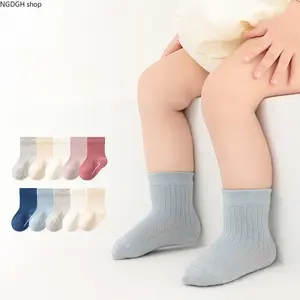 100% Cotton Baby Ribbed Socks - Trendy Soft Breathable Antibacterial Seamless Ankle Socks, Ultra Gentle 7A Anti-Bacterial Comfort Fit for Infant Toddler, Perfect for Daily Wear Summer Crawling Walking & Sensitive Skin