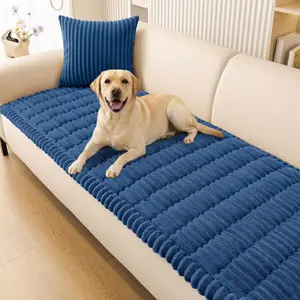 Couch Cover for Dogs Washable, Non Slip Fuzzy Pet Couch Covers for 3 Cushion Sofa Pet Friendly, Thick Soft Sofa Slipcovers Cushion Protector (Navy Blue, 27.6" x 82.7")
