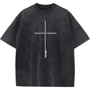 Christian Jesus Shirts for Men Inspiring Faith Religious T Shirt with Cross Bible Verse Oversized Acid Wash Graphic Tees