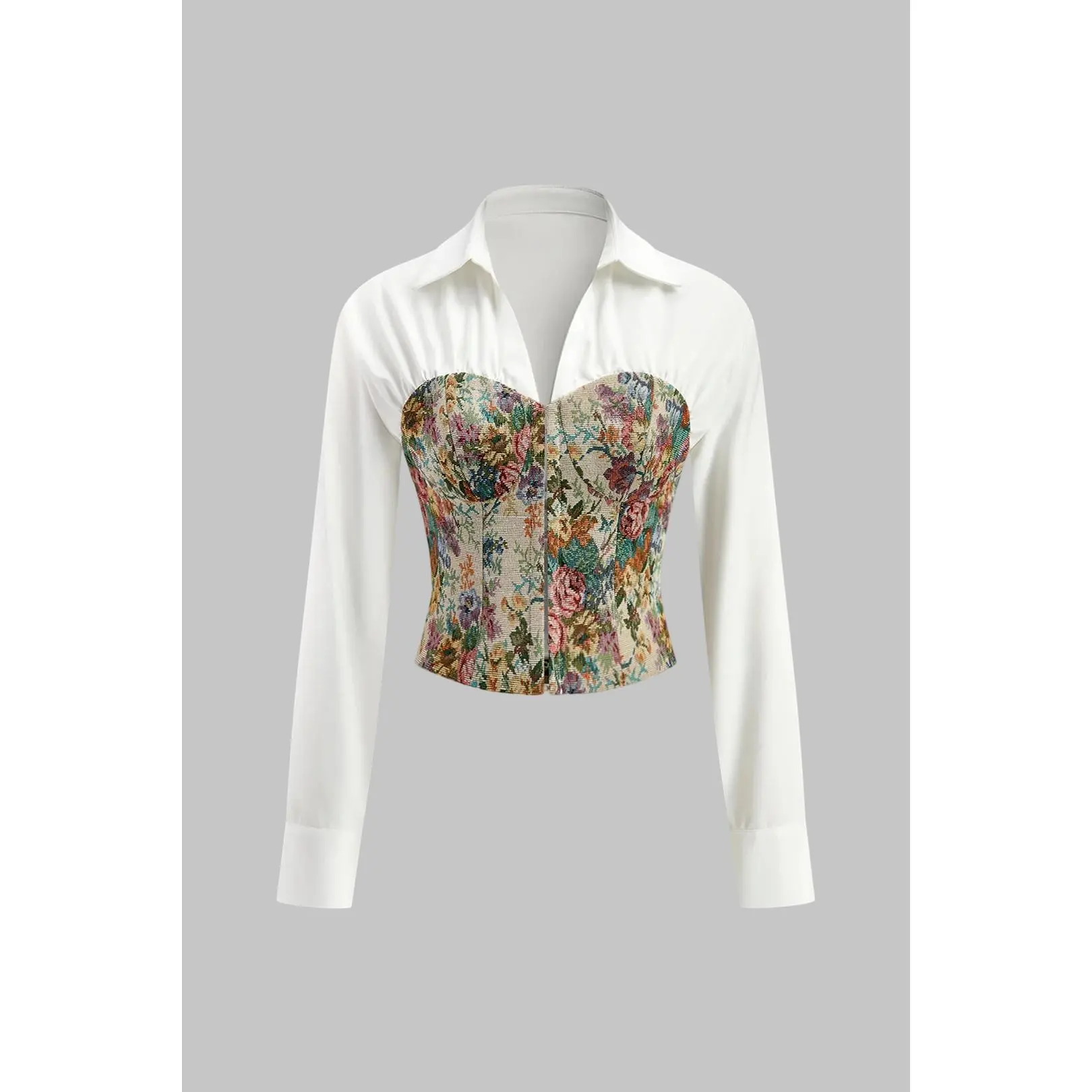 Jacquard Patchwork Long-Sleeve Shirt
