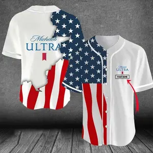 Personalized US Flag Michelob Ultra Baseball Jersey Baseball Jersey Shirt Couple Jersey Gift For Him Gift For Her