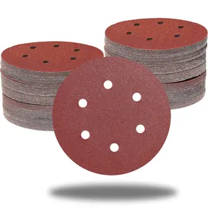 100 count 6 Inch 6 Holes Sanding Disc Assorted - 60 80 120 150 240 Grits, 6" Hook & Loop Backing Random Orbital Sandpaper Sander Paper for Automotive , Woodworking , Metal