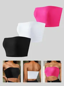 Women's Strapless Seamless Sport Bra - Breathable, No-Slip, Stay-Put, Elastic, Self-Adhered, Support, No-Show - Womenswear, Ideal for Training, Yoga - Includes Breathability, Elastic, No-Show, Self-Adhered, Support Strapless Bras, Breathability Strapless