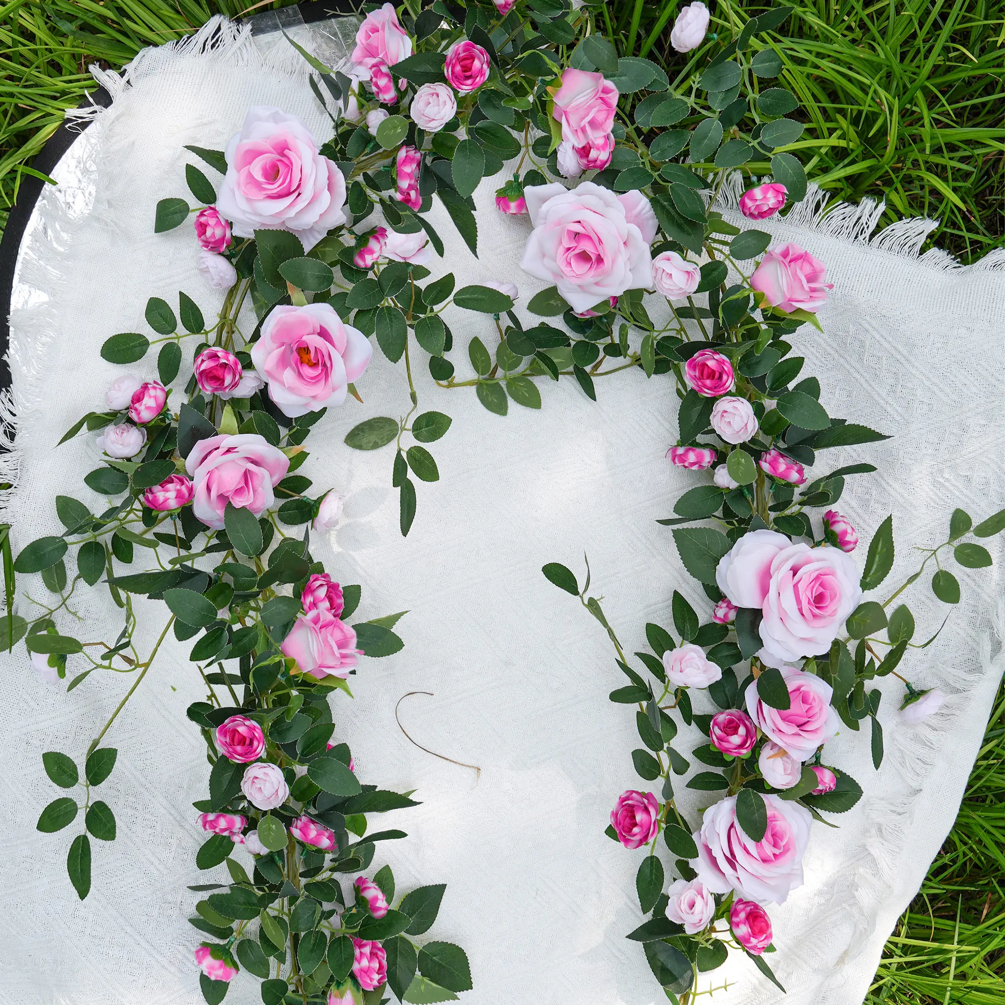 2PC Artificial Rose Vine Garland, 6FT Realistic Faux Flower Wall Decor for Cozy Room Makeover, Bedroom, Wedding Backdrop, Patio & Home Aesthetic Decoration