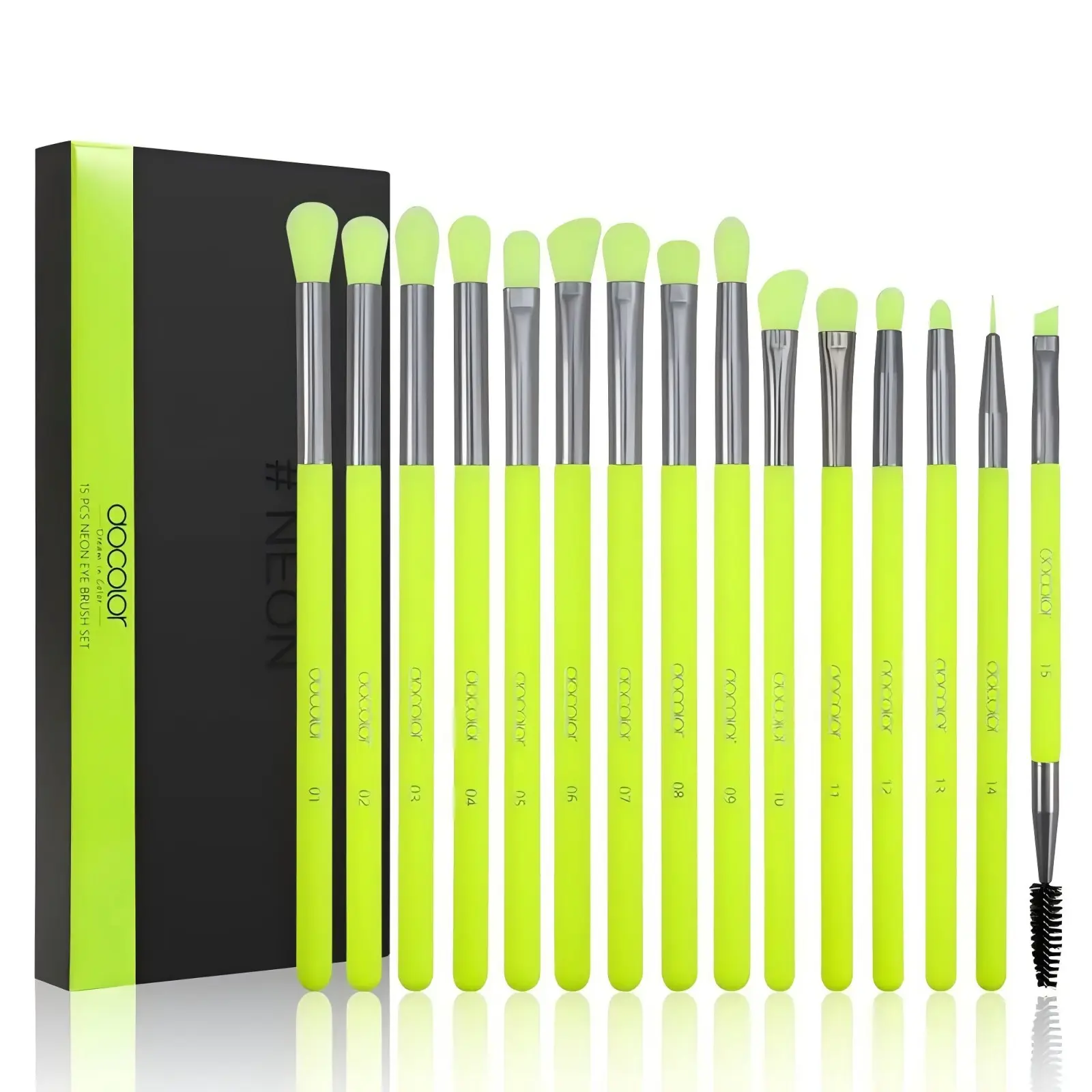 Docolor 15-Piece Professional Eye Makeup Brush Set with Soft Bristles for Flawless Application, Includes Shade and Blending Brushes