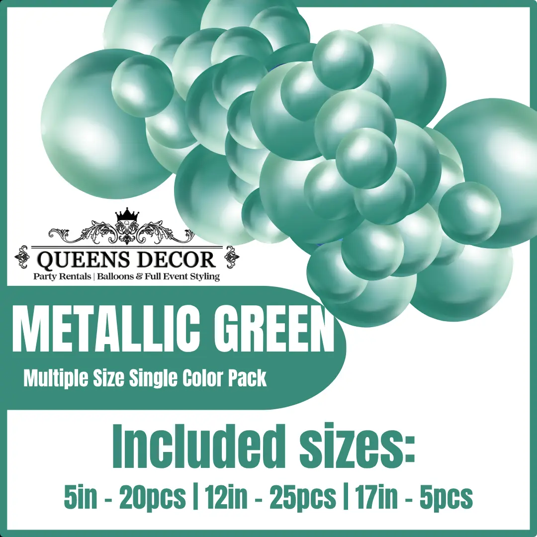 Metallic Green Balloons Packs multiple sizes 5", 12", 17", and more base on selected package