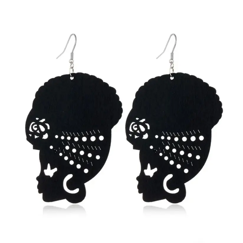 Patrimoine Kreyol Fashion Drop Earrings - Elegant Black Wood, Unique Kreyol Style, Eco-Friendly Sustainably Sourced Jewelry Accessories