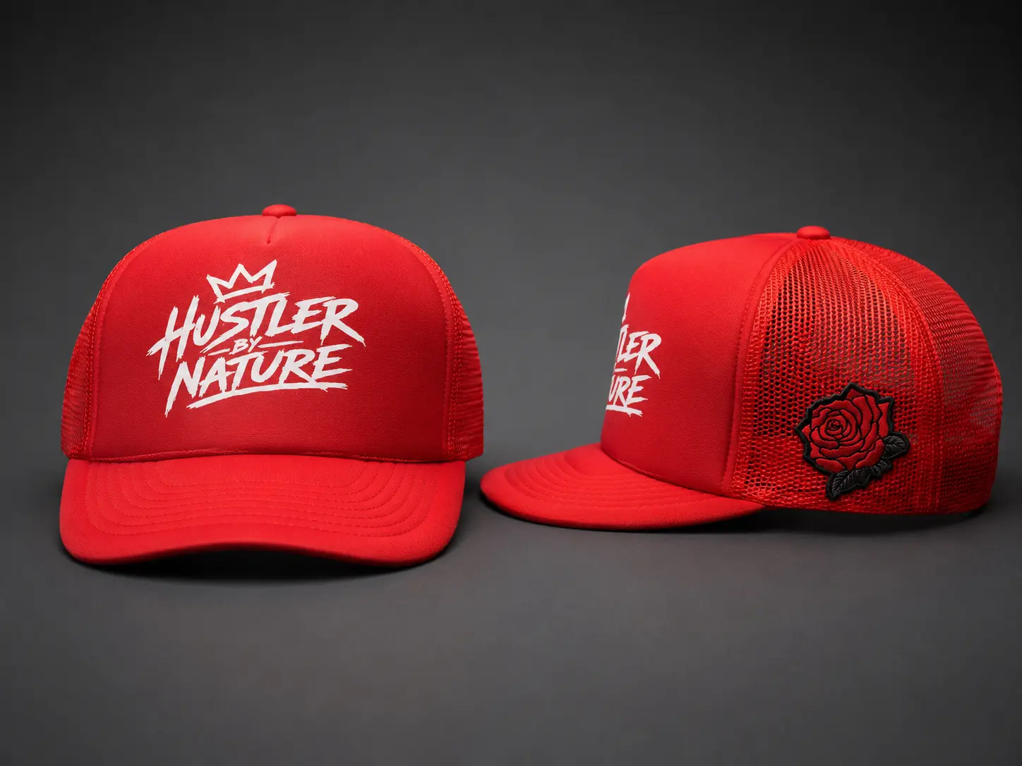 Hustler By Nature Rose Trucker Hat - Red