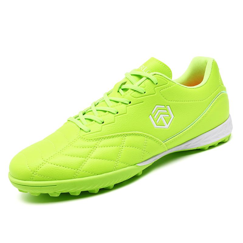 LISM Men'S Neon Green & Low-Top Football Cleats - Lace-Up Synthetic Cover Soccer Shoes with Cushioned Rubber Sole, Breathable PU Lining & Arch Support