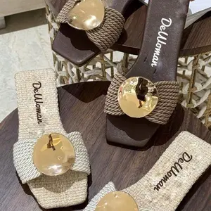 DeWoman New Model Colombian Sandals with Gold Buckle for Women Comfortable and Stylish Footwear