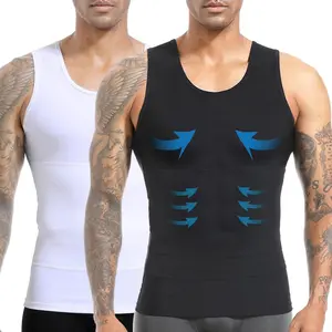 Mens Body Shaper Shirt Chest Compression Tank Top Tummy Control Undershirt Shaperwear