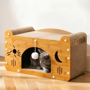 Reinforced Thick C-Shaped Cat Scratcher – Extra-Large Durable Cat Villa, All-Season Play & Rest Center for Multi-Cat Homes