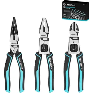 3PCS Pliers Set, Large 6 in 1 Multifunctional Wire Stripper Crimper, 8.5 "Long Nose Pliers, 8.5" Linesman Pliers, 8 "Diagonal Side Cutting