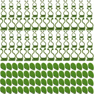 200PCS Plant Climbing Wall Fixture Clips Self-Adhesive Hook Vines Traction Clips Invisible Holder Garden Green Leaf Simulation Self-Adhesive Hook Wire Fixing Supporting Garden Trellis