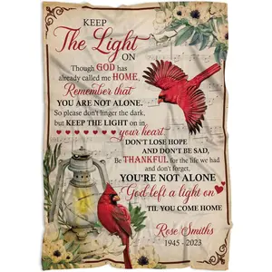 Memorial Gift for Loss of Loved One Mom Dad, Memorial Fleece Blanket, in Loving Memory Blanket, Remembrance Sympathy Gift Throw Blanket, Bereavement Condolence Gifts, Cardinal Gift
