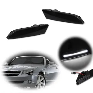 2pcs Full Whie LED Smoked Front Side Marker lamps Lights For 2004 2005 2006 2007 2008 Chrysler Crossfire,Replace OEM 5097519AA 5097518AA