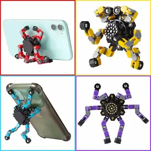 4pcs Glow in the Dark Finger Gyro Toys, DIY Chain Robot Light Up Transforming Toy, Fidget Spinner Party Favors for Kids, Christmas Birthday Gifts