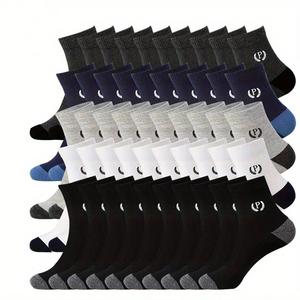 Men's Mid-tube Socks 20/50 Pairs Breathable Wicking Trend Sports Stockings Tubesocks for Everyday Wear Slouchsocks