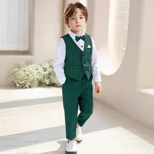 Boys Suits Ring Bearer Outfit Toddler Suits with Vest+Shirt+Pants Sets Kids Dress Clothes for 18 Months-9 Years