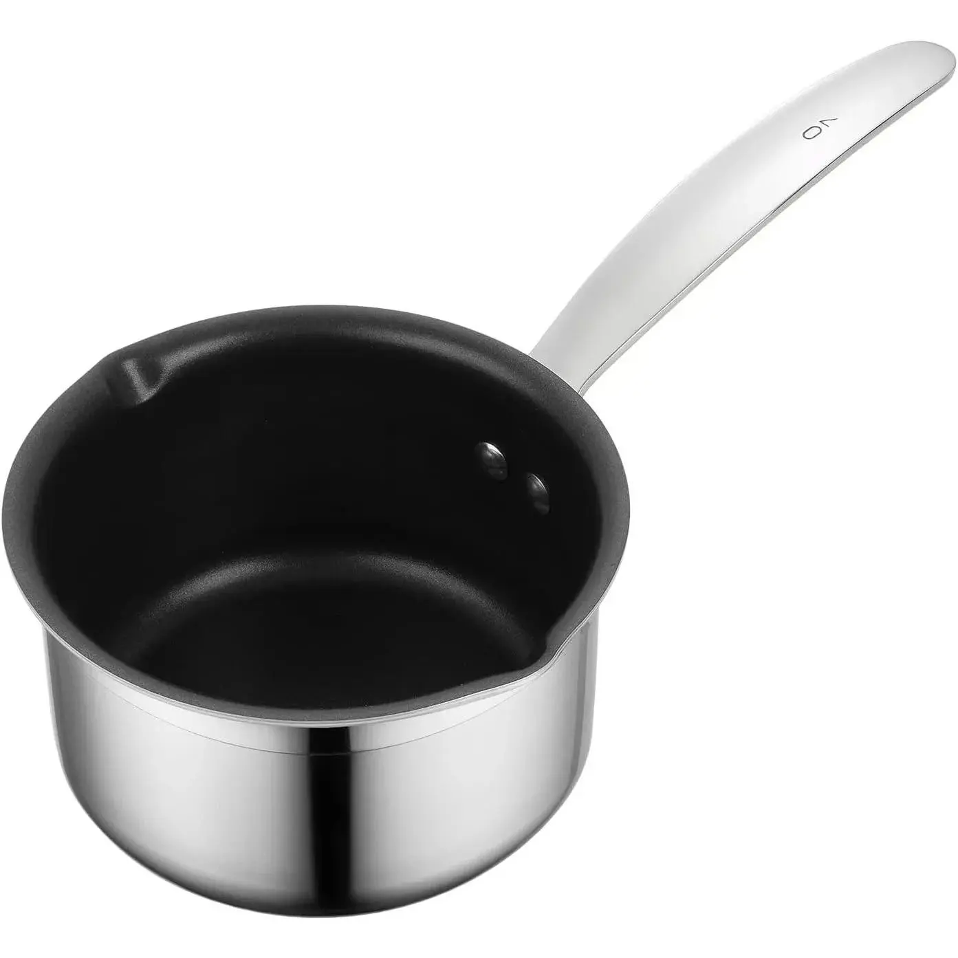 Triple Ply Stainless Steel Sauce Pan with Pour Spout, Non Stick Small Sauce Pan, Small Pot for Cooking Oatmeal, 1.3 Quart Pot for Boiling water, Milk