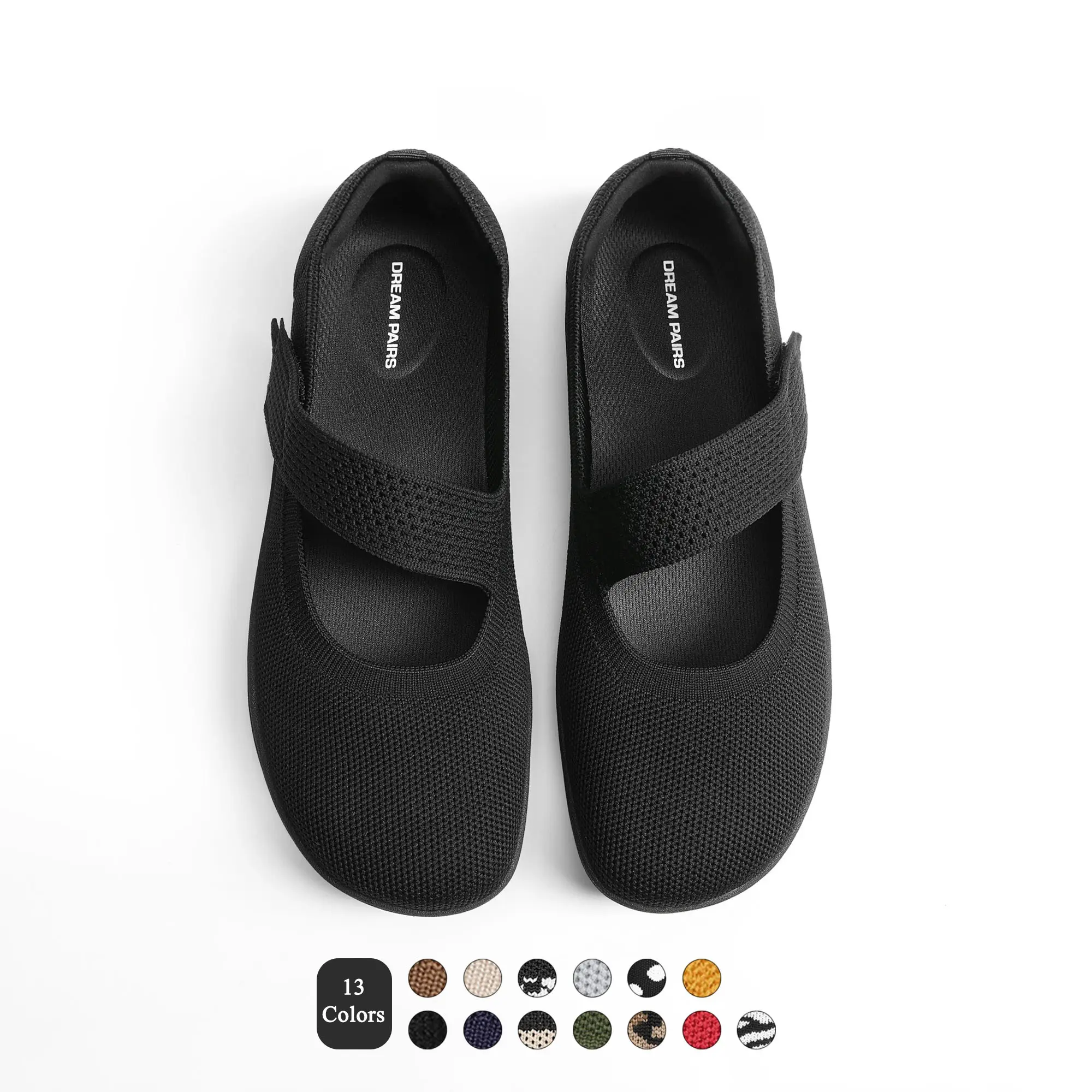DREAM PAIRS Women's Mary Jane Ballet Flats Barefoot Knit Wide Toe Box Arch Support Flat Shoes for Women Dressy Casual Office Business Work Travel Walk, Mary Janes, Office Wear
