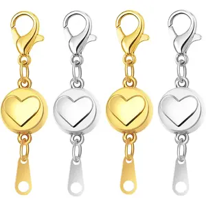 Sterling Silver Magnetic Clasps, S925 Jewelry Connectors, Magnetic Necklace Clasps and Closures,Gold and Silver Magnetic Clasp Converter for Jewelry Making Supplies (2gold+2silver)