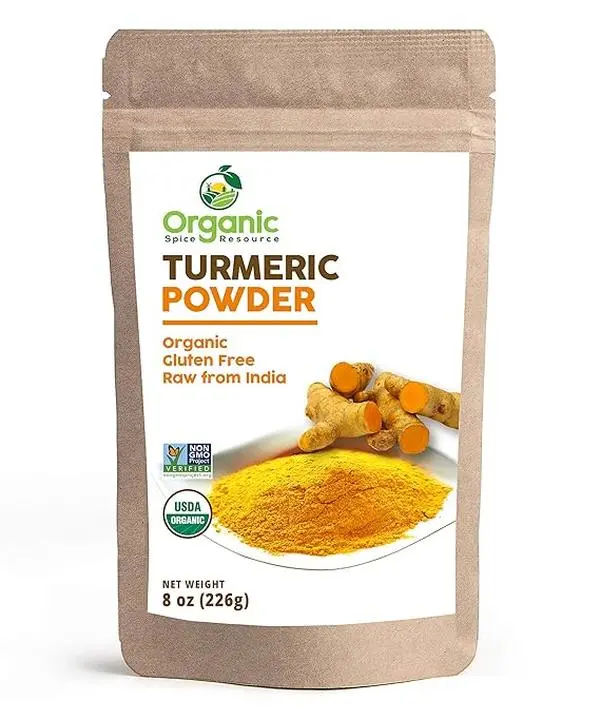 Organic Turmeric Root Powder, 8oz USDA Certified Natural Spice, Gluten-Free Raw Spice from India, Ideal for Cooking, Baking