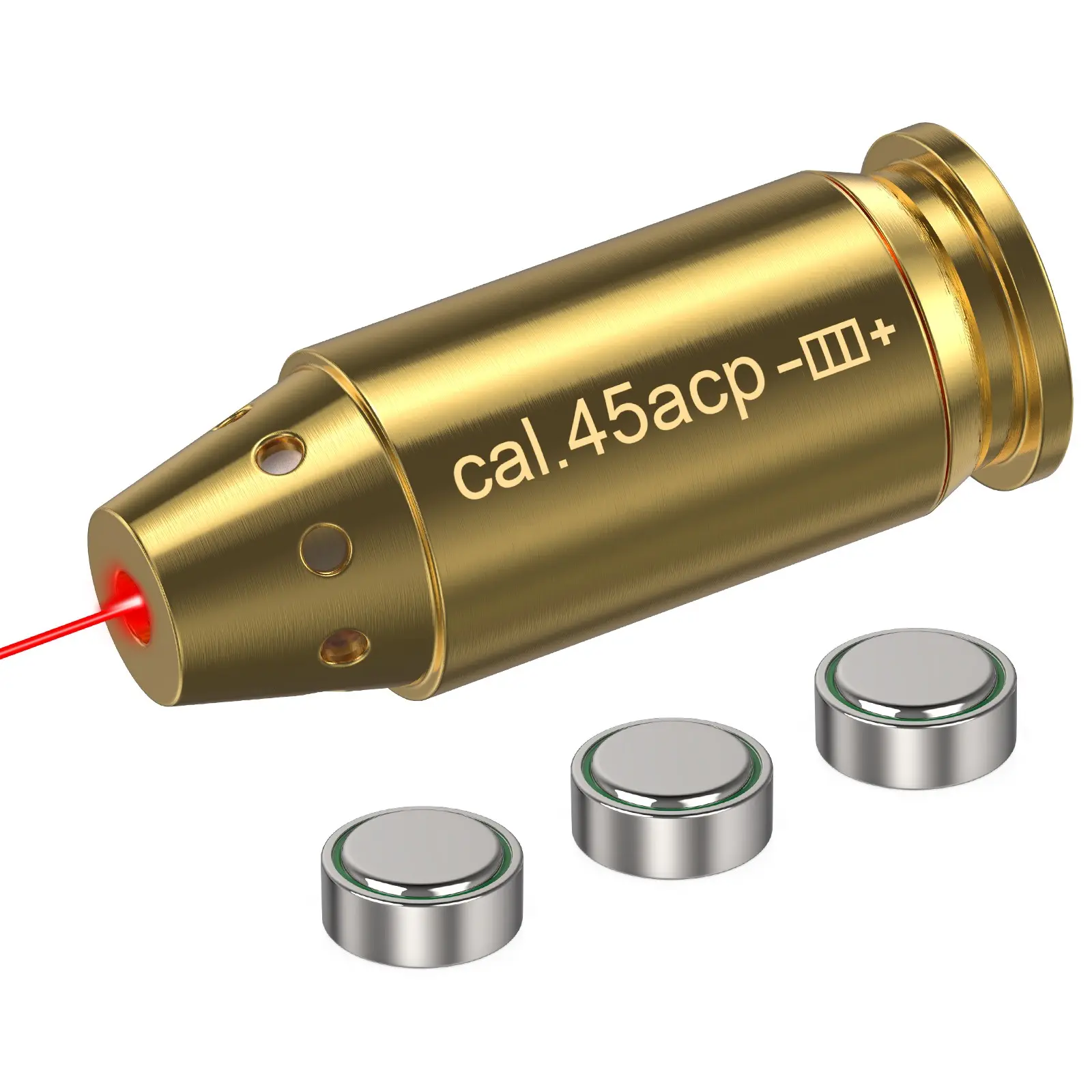 1pc, 45ACP Caliber Calibrator, Red Laser Sight Aperture ,Enhances Shooting Ability, Saves Training Time And Cost, Improves Calibration Accuracy, Quick Zeroing Sight, Made Of Brass, Gold-plated Appearance Exquisite, Reusable Iron Box Packaging