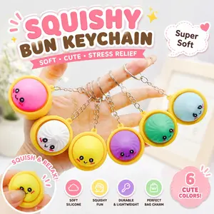 Gift for Her/Him Keyrings Pack, Mini Shiny Dumpling Keychain Charm, Colorful Cute Soft Silicone Stress Relief Toy for Classroom Prizes Goodie Bag Stuffers, Bun Dumpling with Steamer Keyrings Ornaments Bag Charms Pendants for  Parties and Gifts, Trendy Cut