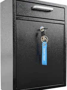 VORVIL Locking Mailbox Wall Mount - Galvanized Steel Mailbox with Keys for Outdoor - Secure Modern Design Large Drop Box for House & Office