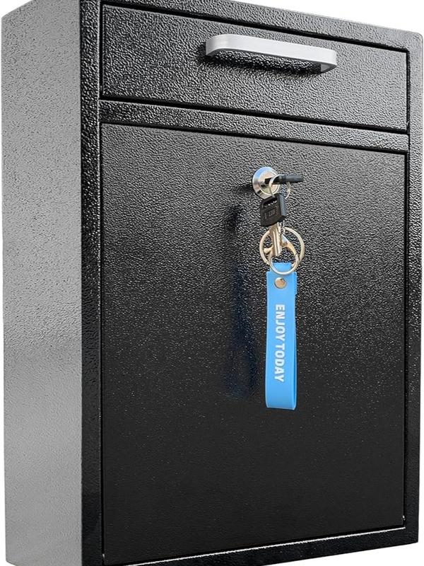 VORVIL Locking Mailbox Wall Mount - Galvanized Steel Mailbox with Keys for Outdoor - Secure Modern Design Large Drop Box for House & Office