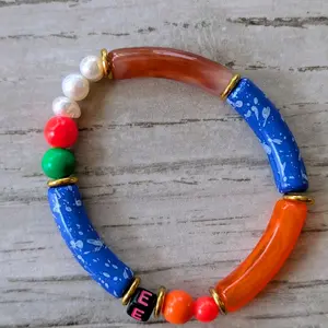 Letter E beaded bracelet stretch bracelets initial jewelry letter bracelets Summer jewelry stacking bracelets