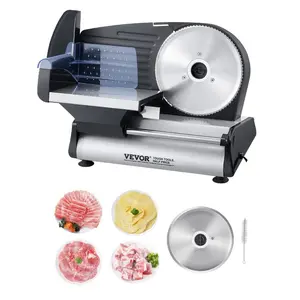 fathersdaygift VEVOR Meat Slicer, 7.5 inch Electric Deli Food Slicer, 180W Meat Cutter with two Premium SUS420 Blades, 0-0.6 inch Adjustable Thickness, Food Slicer Machine for Meat, Hard Bread and Cheese, Home Use
